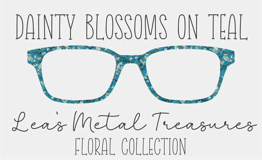 Dainty Blossoms on Teal Eyewear Frame Topper