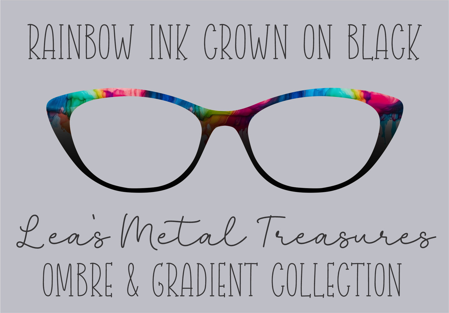 Rainbow Ink Crown on Black Eyewear TOPPER COMES WITH MAGNETS