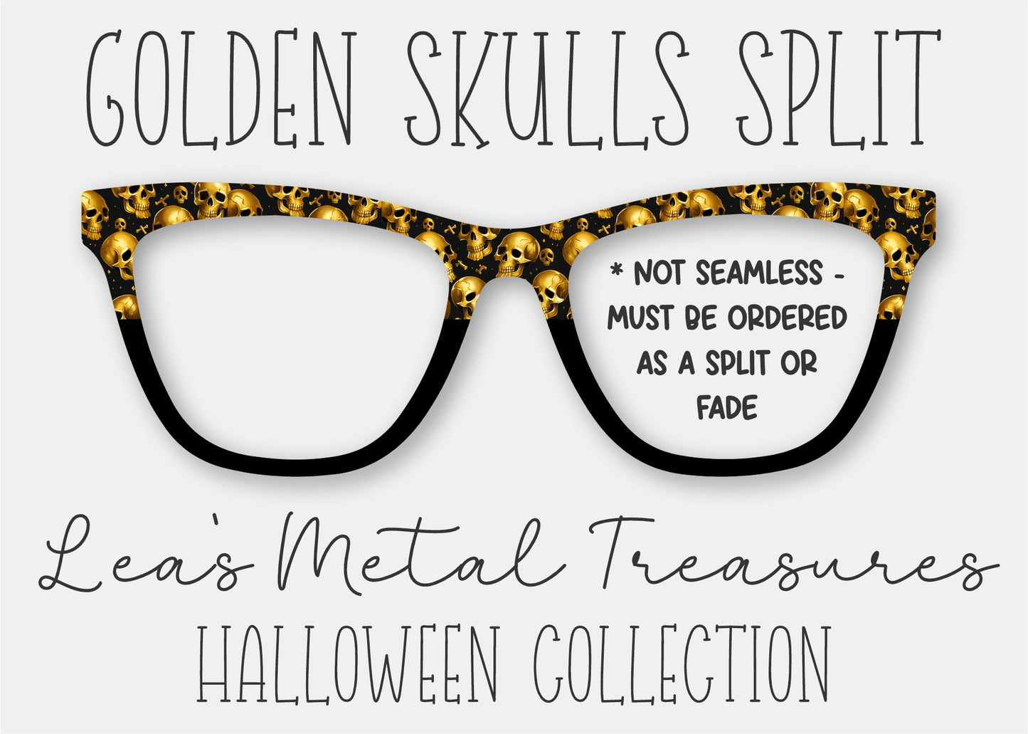 Golden skulls split Eyewear Frame Toppers COMES WITH MAGNETS