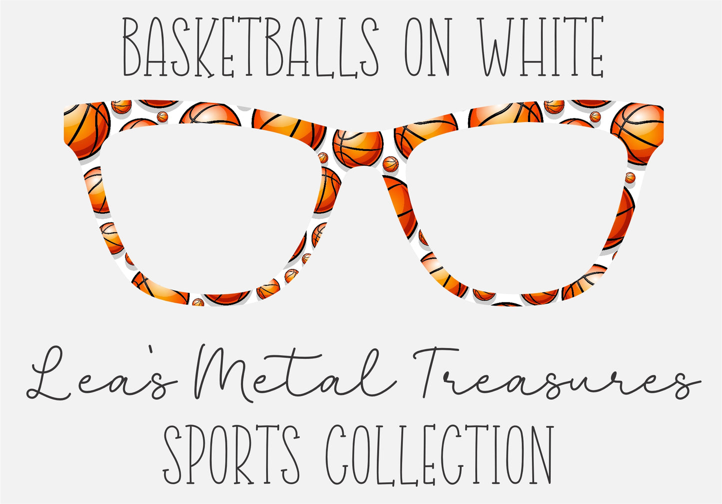 BASKETBALLS ON WHITE Eyewear Frame Toppers COMES WITH MAGNETS