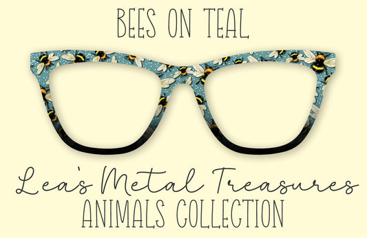 Bees on Teal Eyewear Frame Toppers COMES WITH MAGNETS