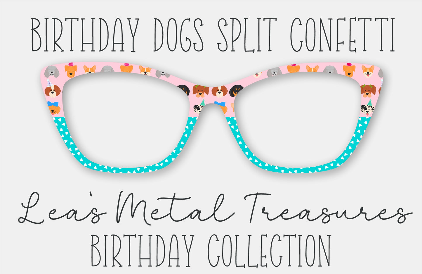 Birthday Dogs Split Confetti Eyewear Frame Toppers COMES WITH MAGNETS