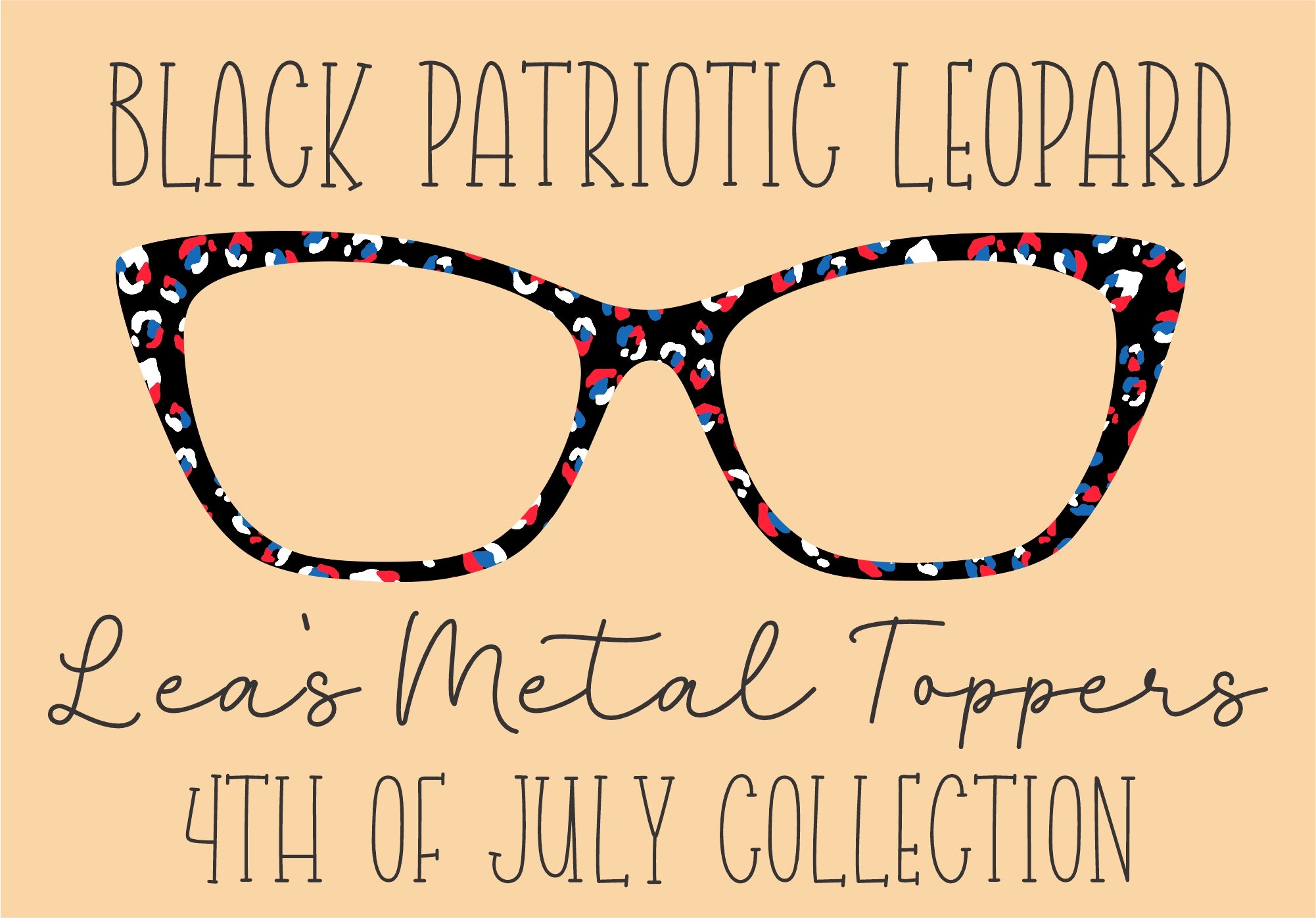 Twinkle Leopard BLACK PATRIOTIC LEOPARD Eyewear Frame Toppers COMES WITH MAGNETS ...