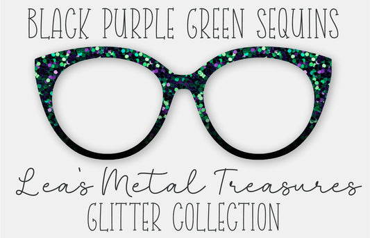 Black Purple Green Sequins • Magnetic Eyeglasses Toppers