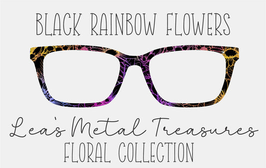 BLACK RAINBOW FLOWERS Eyewear Frame Toppers COMES WITH MAGNETS