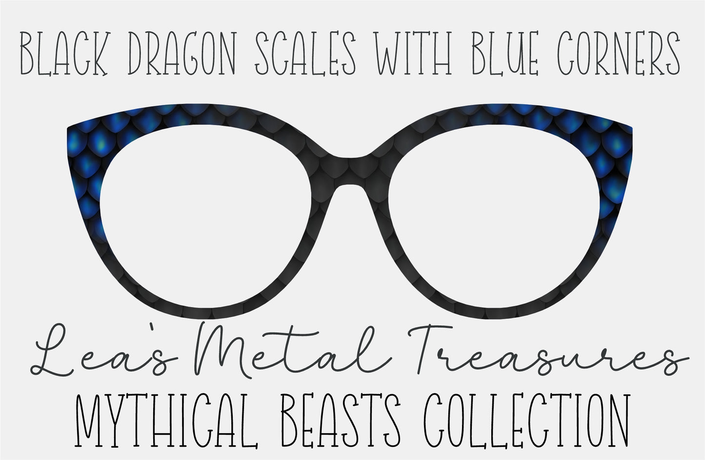 Black Dragon Scales With Blue Corners Eyewear Frame Toppers COMES WITH MAGNETS
