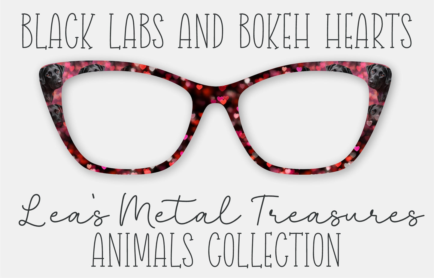 Black Labs and Bokeh Hearts Eyewear Frame Toppers