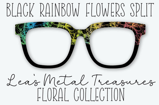 BLACK RAINBOW FLOWERS SPLIT Eyewear Frame Toppers COMES WITH MAGNETS