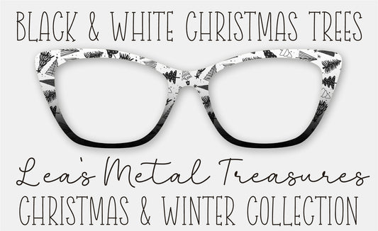 Black and White Christmas Trees PATTERN Eyewear Frame Toppers