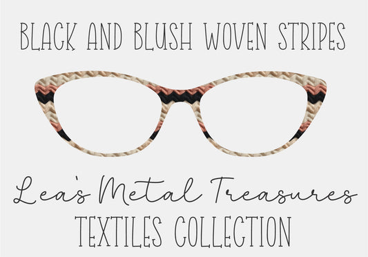 BLACK AND BLUSH WOVEN STRIPES Eyewear Frame Toppers COMES WITH MAGNETS