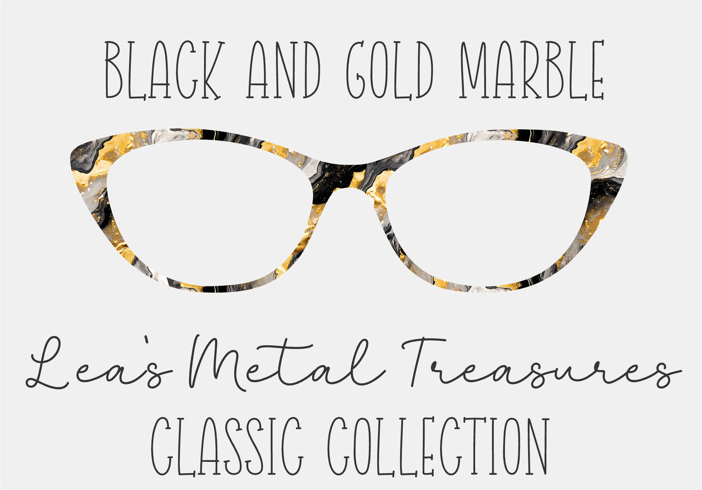 Black and Gold Marble Eyewear Frame Toppers COMES WITH MAGNETS