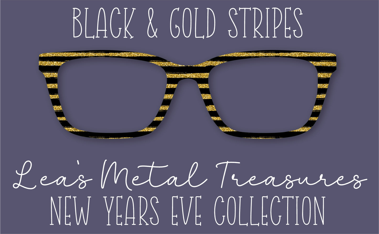 BLACK GOLD STRIPES Eyewear Frame Toppers COMES WITH MAGNETS