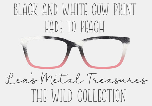 BLACK AND WHITE COW PRINT FADE TO PEACH Eyewear Frame Toppers COMES WITH MAGNETS