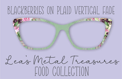 Blackberries on Plaid Vertical Fade Eyewear Frame Toppers COMES WITH MAGNETS