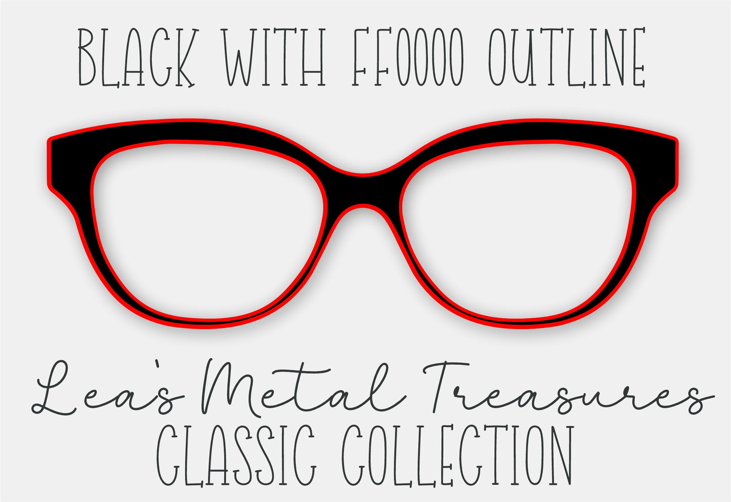 Black with FF0000 Outline Eyewear Frame Toppers