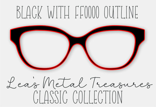 Black with FF0000 Outline Eyewear Frame Toppers