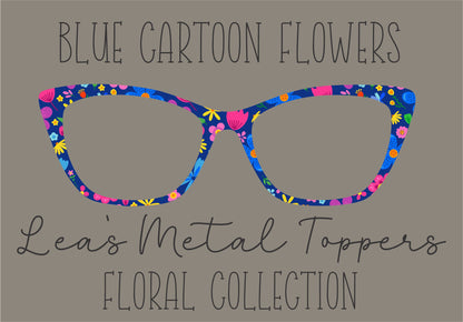 BLUE CARTOON FLOWERS Eyewear Frame Toppers COMES WITH MAGNETS