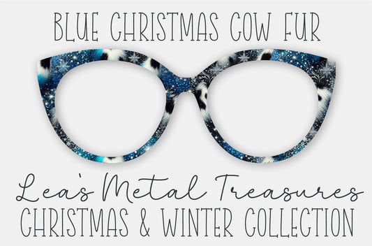Blue Christmas Cow Fur Eyewear Frame Toppers