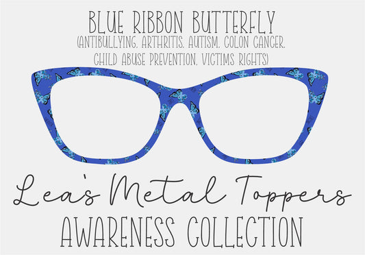 BLUE RIBBON BUTTERFLY Eyewear Frame Toppers COMES WITH MAGNETS