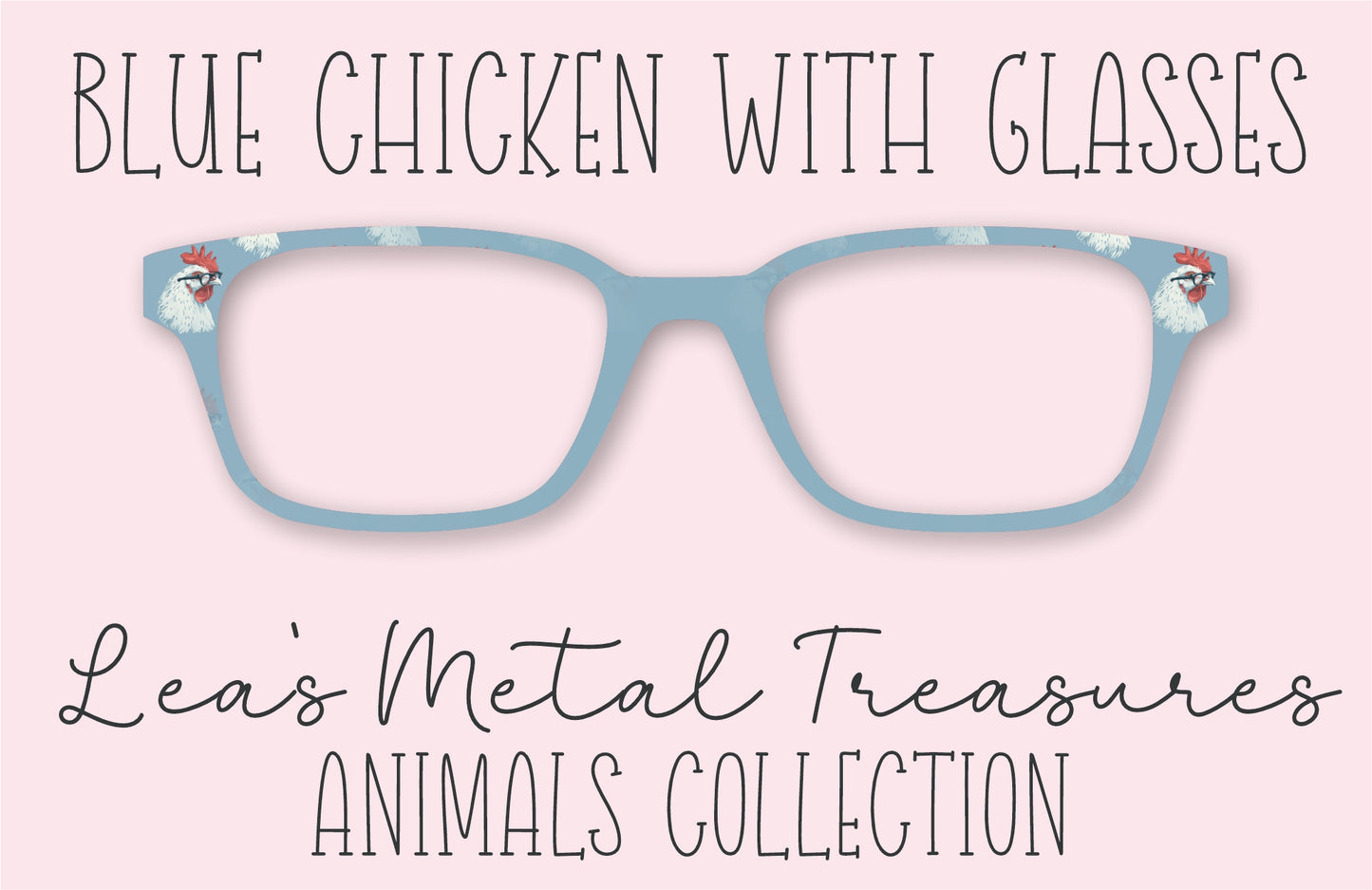 Blue Chicken with Glasses Eyewear Frame Toppers COMES WITH MAGNETS