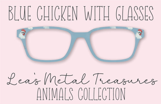 Blue Chicken with Glasses Eyewear Frame Toppers COMES WITH MAGNETS