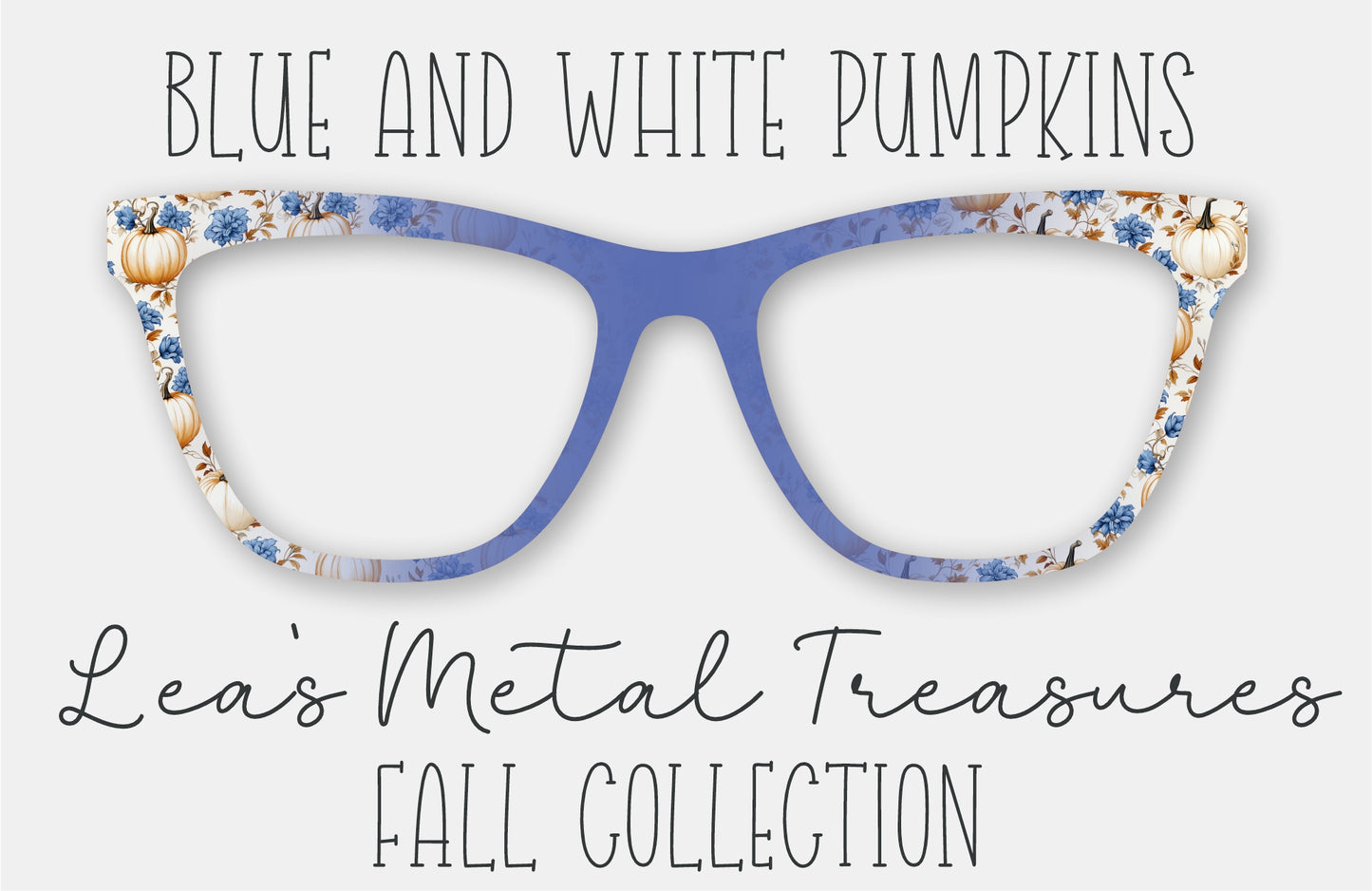 BLUE AND WHITE PUMPKINS Eyewear Frame Toppers COMES WITH MAGNETS