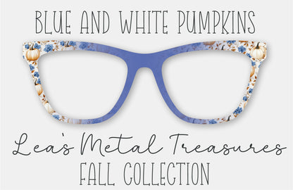 BLUE AND WHITE PUMPKINS Eyewear Frame Toppers COMES WITH MAGNETS