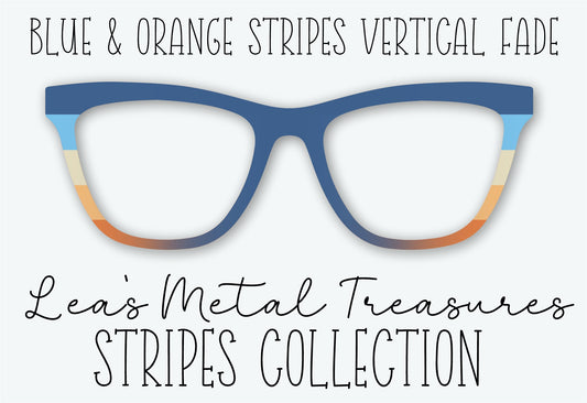 BLUE & ORANGE STRIPES VERTICAL FADE Eyewear Frame Toppers