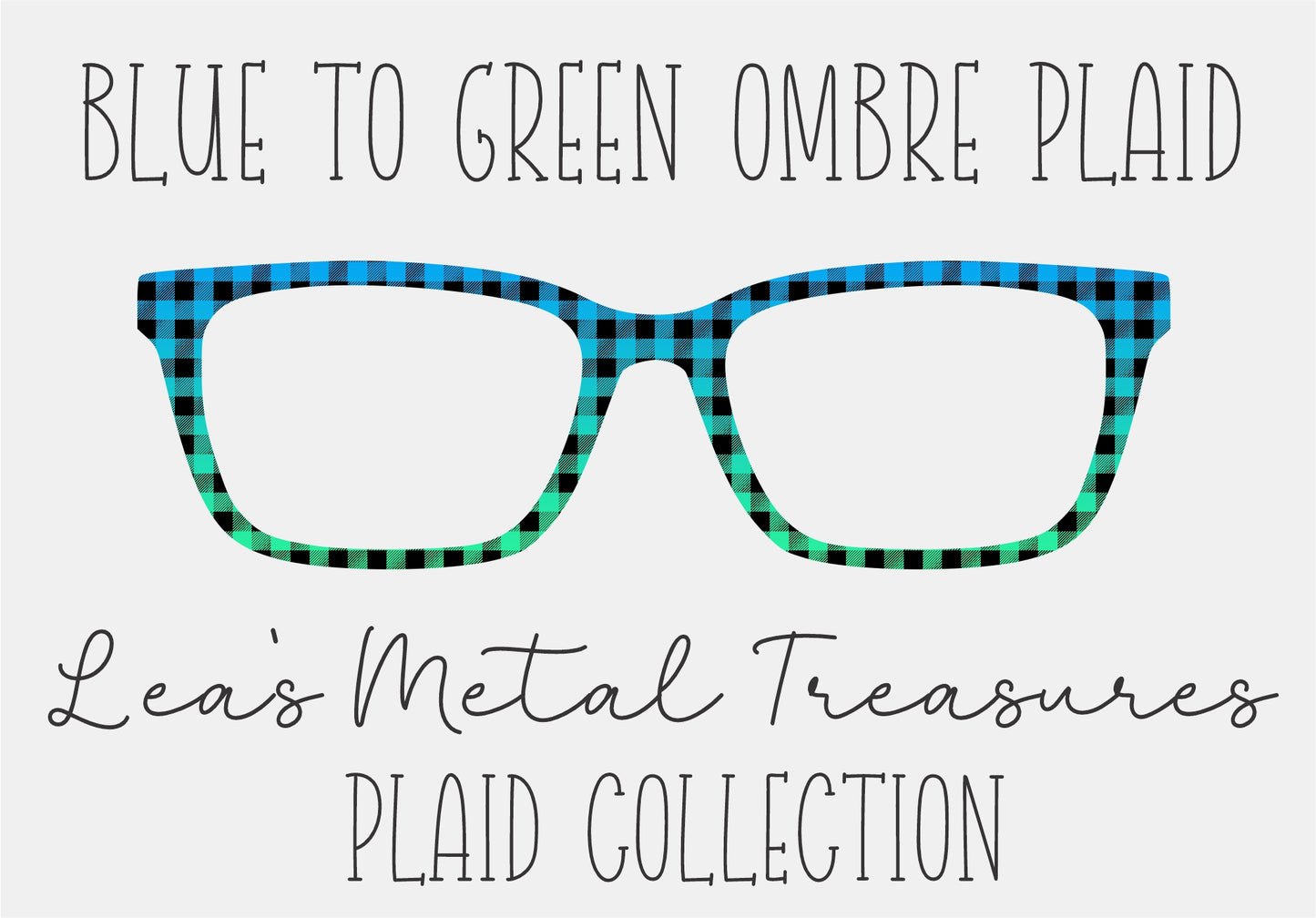BLUE TO GREEN OMBRE PLAID Eyewear Frame Toppers COMES WITH MAGNETS