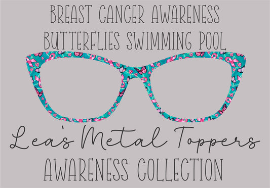 BREAST CANCER AWARENESS BUTTERFLIES SWIMMING POOL Eyewear Frame Toppers COMES WITH MAGNETS