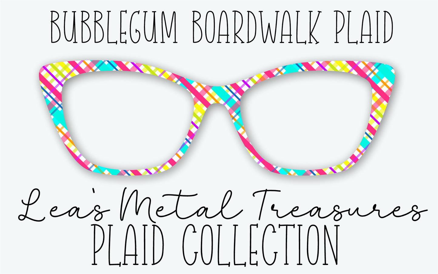BUBBLEGUM BOARDWALK PLAID Eyewear Frame Toppers • MARCH 2026 TOPPER OF THE MONTH
