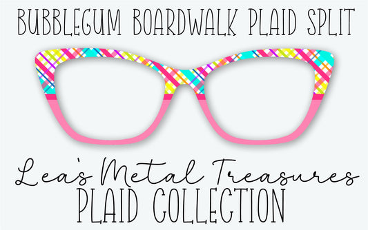 BUBBLEGUM BOARDWALK PLAID SPLIT Eyewear Frame Toppers • MARCH 2026 TOPPER OF THE MONTH