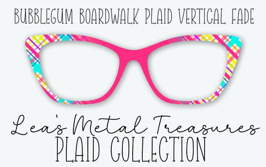 BUBBLEGUM BOARDWALK PLAID VERTICAL FADE Eyewear Frame Toppers • MARCH 2026 TOPPER OF THE MONTH