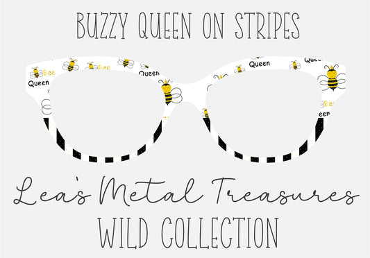 Buzzy Queen on Stripes Eyewear Frame Toppers COMES WITH MAGNETS