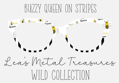 Buzzy Queen on Stripes Eyewear Frame Toppers COMES WITH MAGNETS