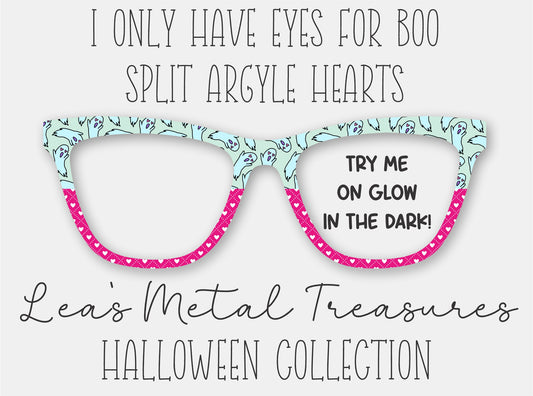 I Only Have Eyes For Boo Split Argyle Hearts Eyewear Frame Toppers COMES WITH MAGNETS