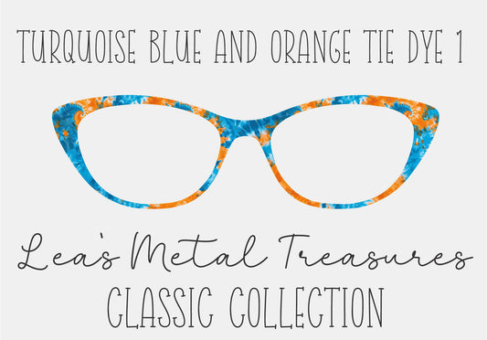 Turquoise blue and orange tie dye 1 Eyewear Frame Toppers COMES WITH MAGNETS