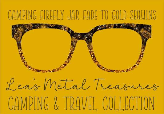 CAMPING FIREFLY JAR FADE TO GOLD SEQUINS Eyewear Frame Toppers COMES WITH MAGNETS