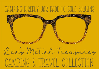 CAMPING FIREFLY JAR FADE TO GOLD SEQUINS Eyewear Frame Toppers COMES WITH MAGNETS