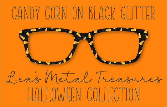 Candy Corn On Black Glitter Eyewear Frame Toppers COMES WITH MAGNETS