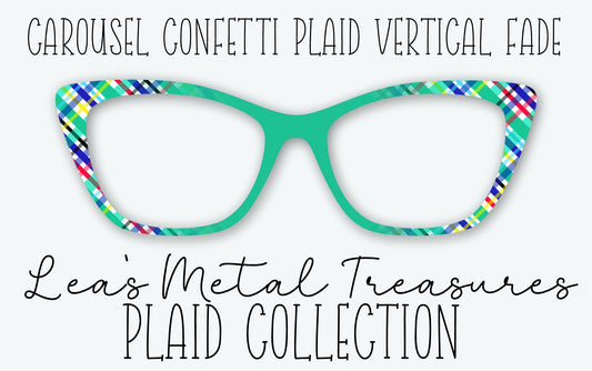 CAROUSEL CONFETTI PLAID VERTICAL FADE Eyewear Frame Toppers • MARCH 2026 TOPPER OF THE MONTH
