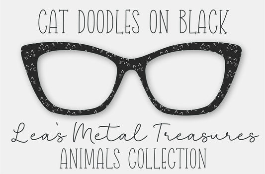 Cat Doodles on Black Eyewear Frame Toppers COMES WITH MAGNETS