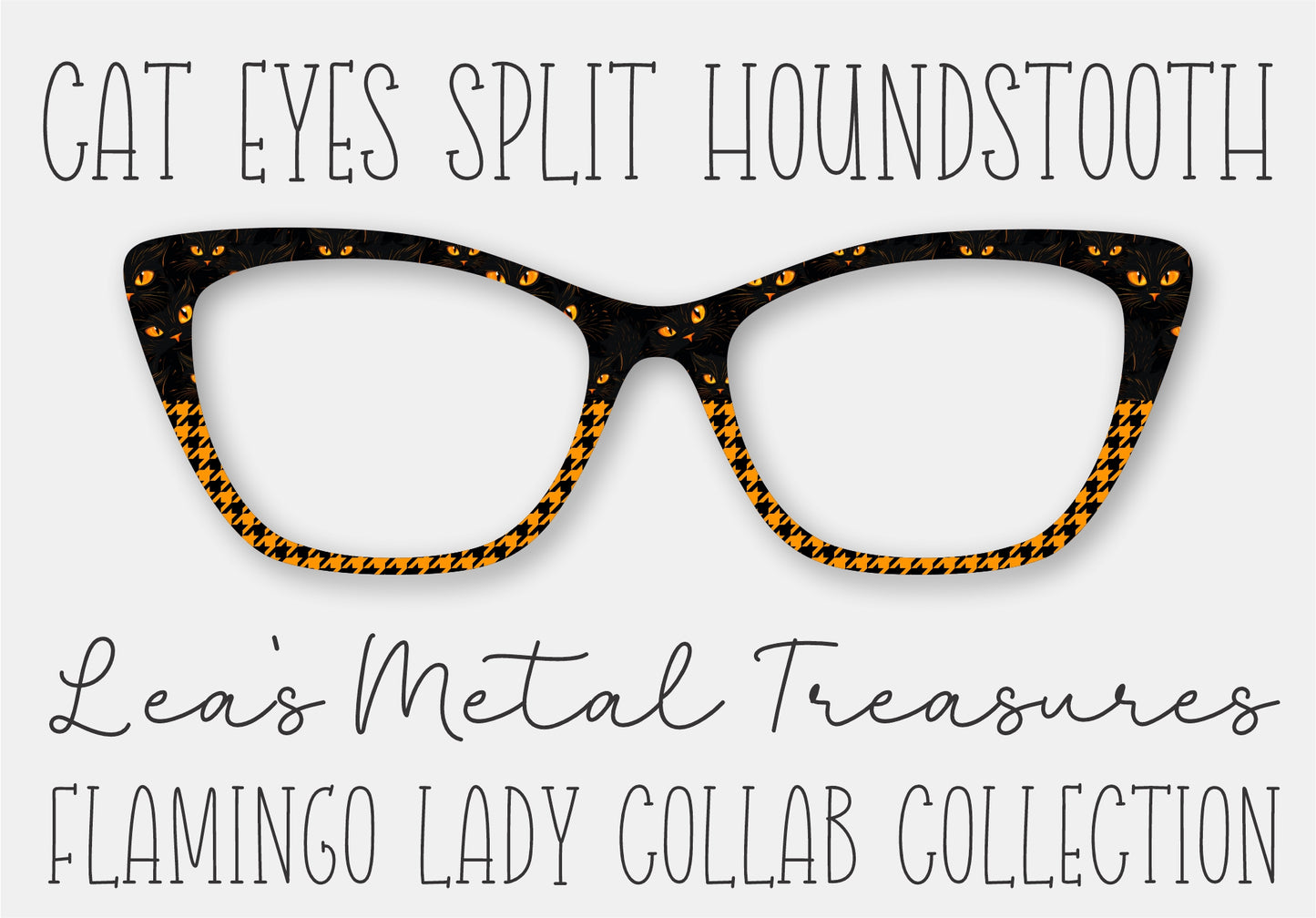 Cat Eyes Split Houndstooth Printed Magnetic Eyeglasses Topper • Flamingo Lady Collab Collection