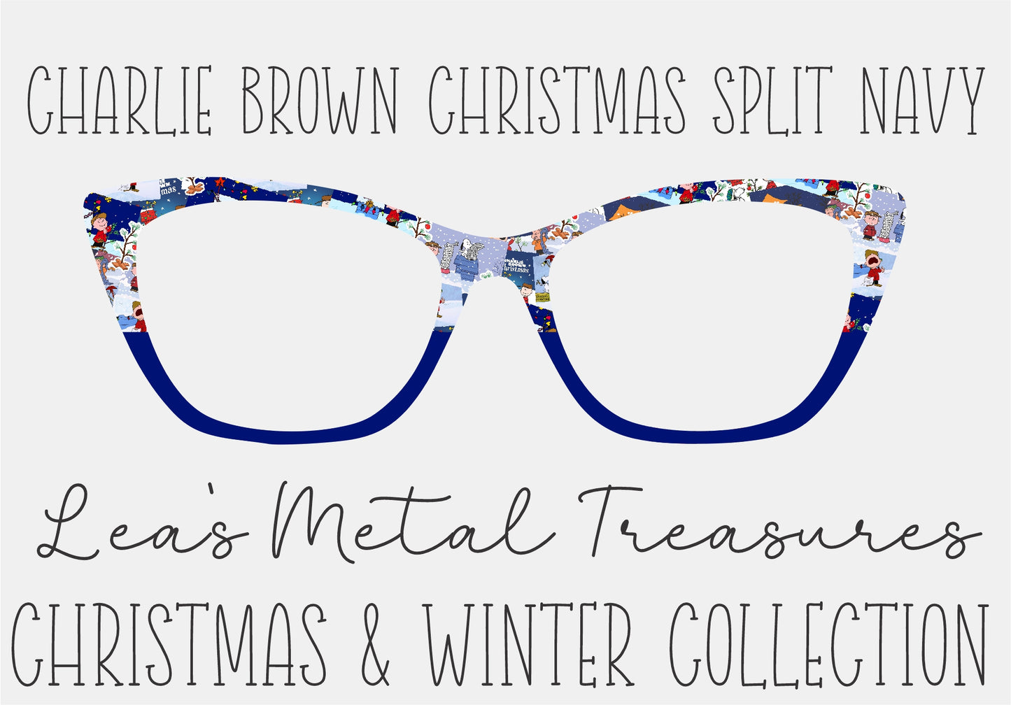 CHARLIE BROWN CHRISTMAS SPLIT NAVY Eyewear Frame Toppers COMES WITH MAGNETS