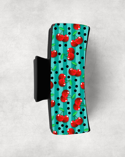 Cherries Teal Stripe Split • Magnetic Eyeglasses Toppers
