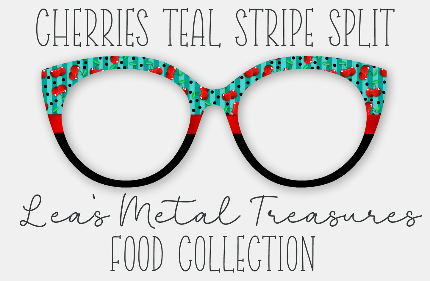 Cherries Teal Stripe Split • Magnetic Eyeglasses Toppers