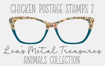 Chicken Postage stamps 2 Eyewear Frame Toppers COMES WITH MAGNETS