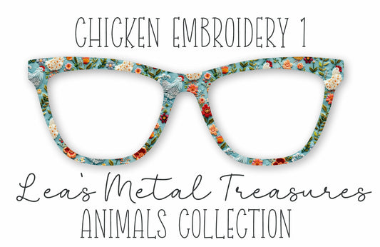 Chicken Embroidery Eyewear Frame Toppers COMES WITH MAGNETS