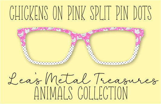 Chickens on Pink Pin Dots Split  Eyewear Frame Toppers COMES WITH MAGNETS