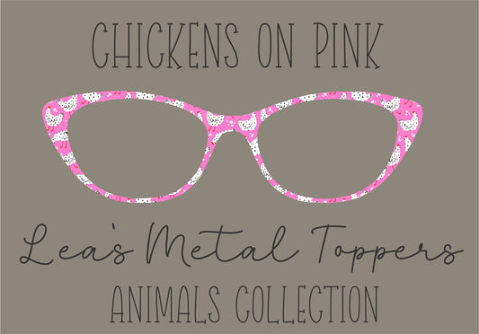 CHICKENS ON PINK Eyewear Frame Toppers COMES WITH MAGNETS